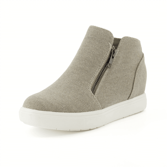 Cushionaire Hart Womens Casual Shoes with Dual Zippers- Lightweight Hidden Wedge Fashion Sneakers for Women