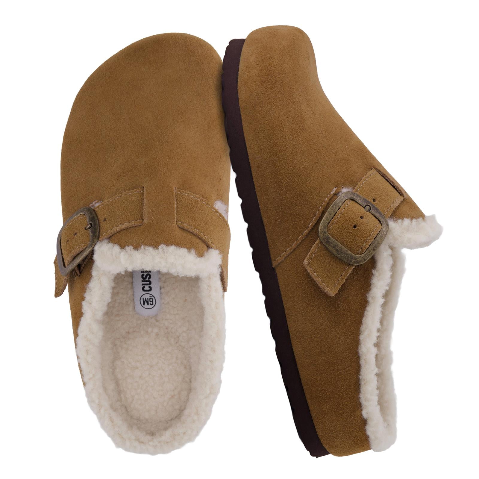 Cushionaire Haven Genuine Leather Clogs for Women – Faux Fur Lined