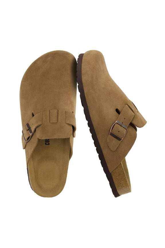 Haze Genuine Suede Leather Men's Clogs - Comfortable Slip On Potato Shoes for Men with Adjustable Buckle