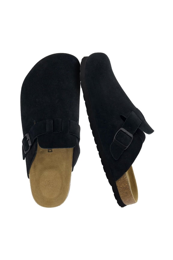 Haze Genuine Suede Leather Men's Clogs - Comfortable Slip On Potato Shoes for Men with Adjustable Buckle