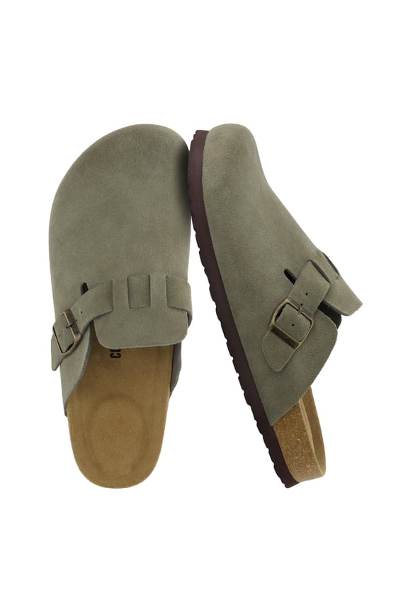 Haze Genuine Suede Leather Men's Clogs - Comfortable Slip On Potato Shoes for Men with Adjustable Buckle