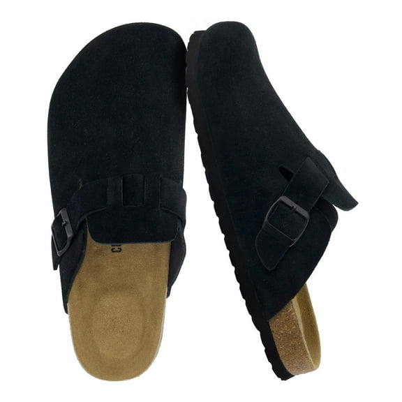 Cushionaire Haze Genuine Suede Leather Men's Clogs - Comfortable Slip On Potato Shoes for Men with Adjustable Buckle