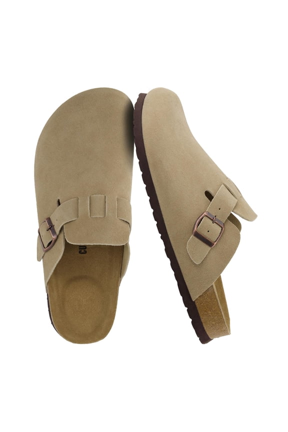 Haze Genuine Suede Leather Men's Clogs - Comfortable Slip On Potato Shoes for Men with Adjustable Buckle
