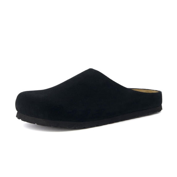 Cushionaire Heath Men's Genuine Suede Leather Clogs with Memory Foam Comfort, Easy Slip On Slide Slippers for Men