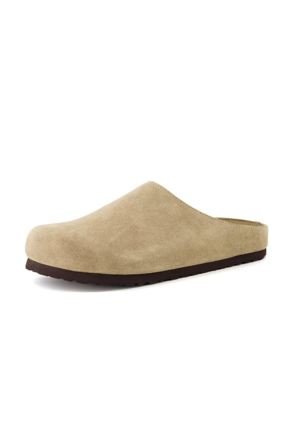 Heath Men's Genuine Suede Leather Clogs with Memory Foam Comfort, Easy Slip On Slide Slippers for Men