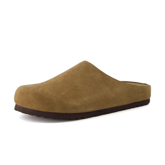 Cushionaire Heath Men's Genuine Suede Leather Clogs with Memory Foam Comfort, Easy Slip On Slide Slippers for Men