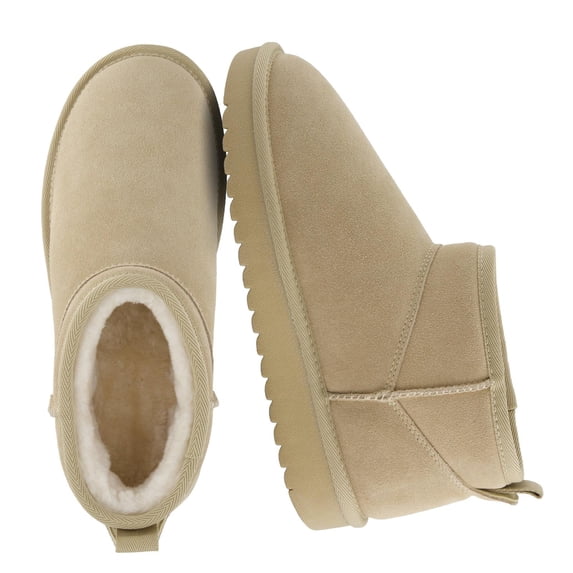 Cushionaire Hip-3 Genuine Suede Leather Ankle Boots for Women – Pull On Cozy Faux Fur Boots Womens Shoes with Comfortable Memory Foam