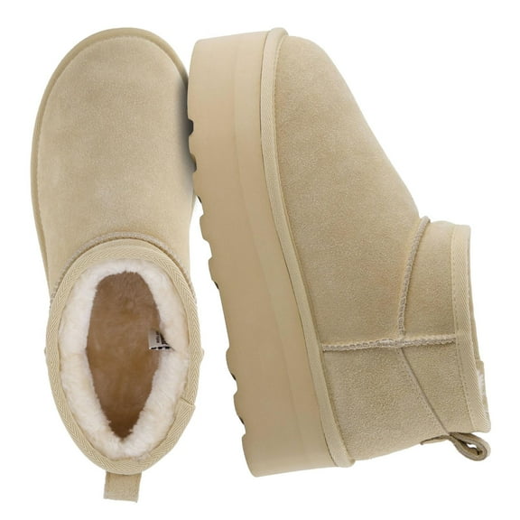 Cushionaire Hippy Women’s Suede Platform Ankle Boots – Water-Resistant Genuine Suede, Faux Fur Lining, Cozy Winter Slip-On Design, Comfortable Footwear with Wide Widths Available