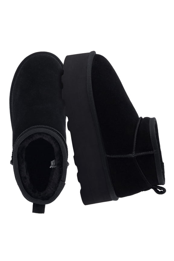 Hippy Women’s Suede Platform Ankle Boots – Water-Resistant Genuine Suede, Faux Fur Lining, Cozy Winter Slip-On Design, Comfortable Footwear with Wide Widths Available