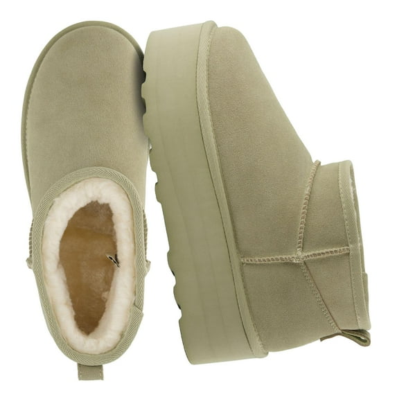 Cushionaire Hippy Women’s Suede Platform Ankle Boots – Water-Resistant Genuine Suede, Faux Fur Lining, Cozy Winter Slip-On Design, Comfortable Footwear with Wide Widths Available