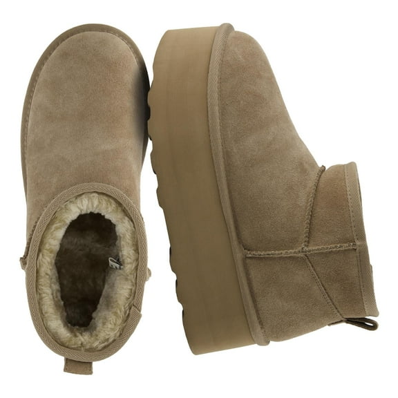 Cushionaire Hippy Women’s Suede Platform Ankle Boots – Water-Resistant Genuine Suede, Faux Fur Lining, Cozy Winter Slip-On Design, Comfortable Footwear with Wide Widths Available