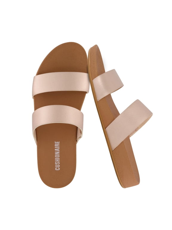 Josie Womens Sandals – Slip On Two Strap Slides Comfort Flip Flops Beach Sandals for Women