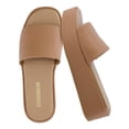 thumbnail image 1 of Cushionaire Kudos Platform Womens Sandals – Comfortable Open Toe Slip On Flat Slides, Casual Summer Sandals for Women, 1 of 32