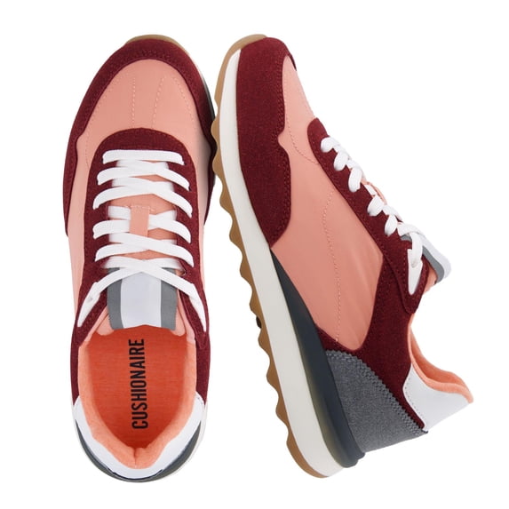 Cushionaire Kicks Fashion Sneakers for Women - Lightweight Non-Slip Lace Up Spring Shoes with Memory Foam Insole and Tread Outsole