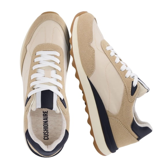 Cushionaire Kicks Fashion Sneakers for Women - Lightweight Non-Slip Lace Up Spring Shoes with Memory Foam Insole and Tread Outsole