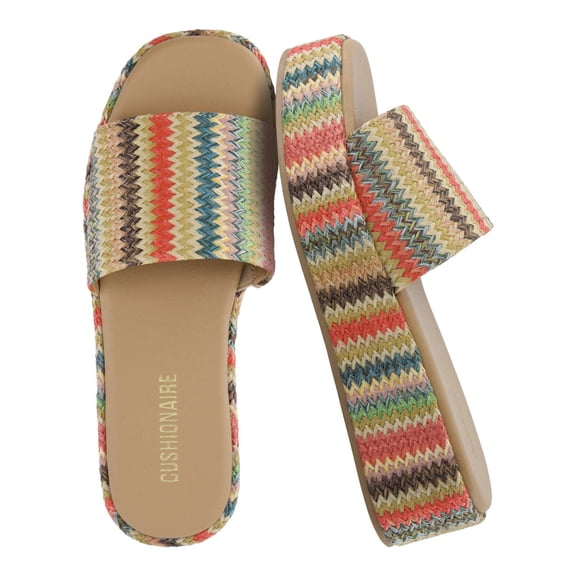 Cushionaire Kudos Platform Womens Sandals – Comfortable Open Toe Slip On Flat Slides, Casual Summer Sandals for Women