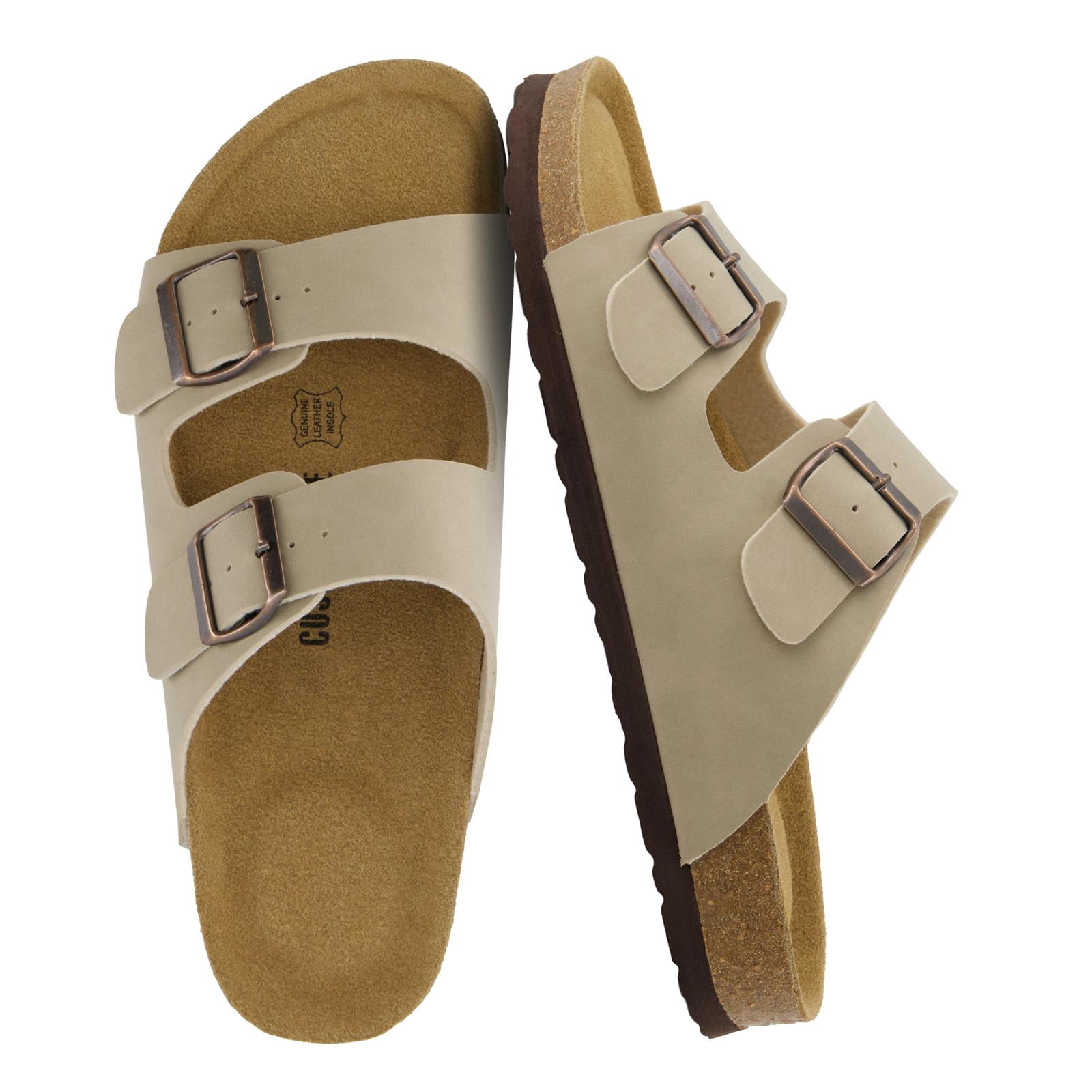 Cushionaire Lane Cork Footbed Mens Sandals, Adjustable 