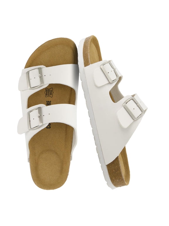 Lane Cork Footbed Mens Sandals, Adjustable Buckle Comfort Slides for Men, Genuine Leather Insole Summer Sandals Men Footwear