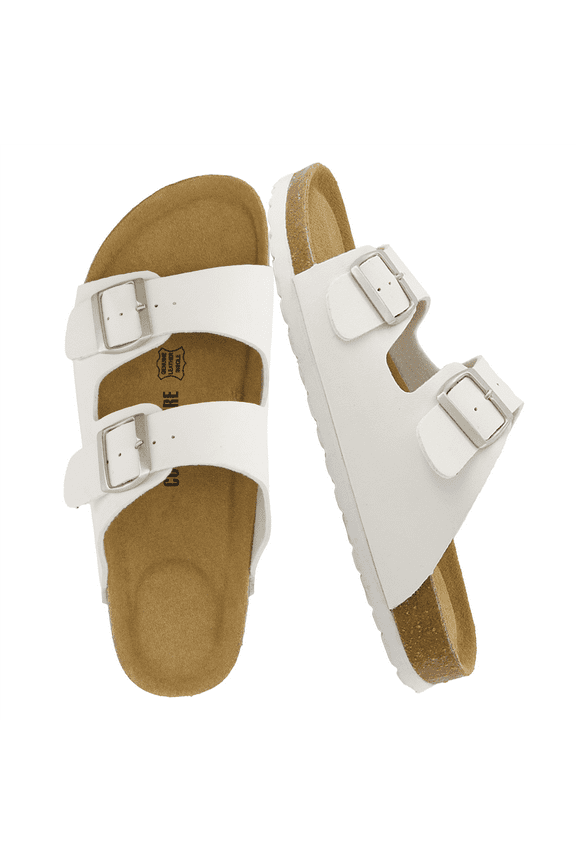 Lane Cork Footbed Mens Sandals, Adjustable Buckle Comfort Slides for Men, Genuine Leather Insole Summer Sandals Men Footwear with Supportive EVA Sole