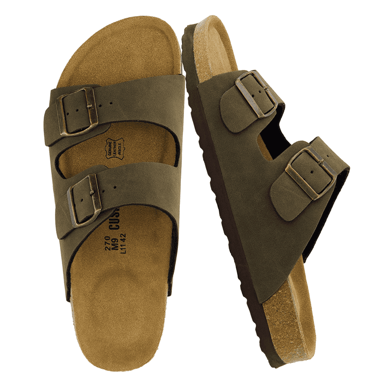 Cushionaire Lane Cork Footbed Mens Sandals, Adjustable 
