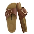 thumbnail image 1 of Cushionaire Leeds Sandals for Women, Slip On Big Buckle Slide Womens Sandals with Memory Foam Footbed, Comfortable Summer Footwear, 1 of 26