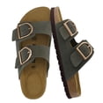 thumbnail image 1 of Cushionaire Legacy Cork Footbed Leather Sandals for Women – Genuine Leather Double Strap Slides with Adjustable Buckles + Memory Foam, 1 of 12