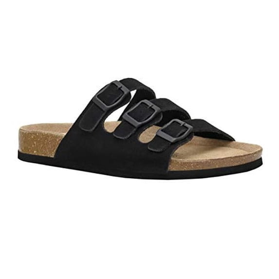 Cushionaire Lela Cork Footbed Sandal for Women - Triple Band Slide Sandal with Genuine Suede Insoles and +Comfort