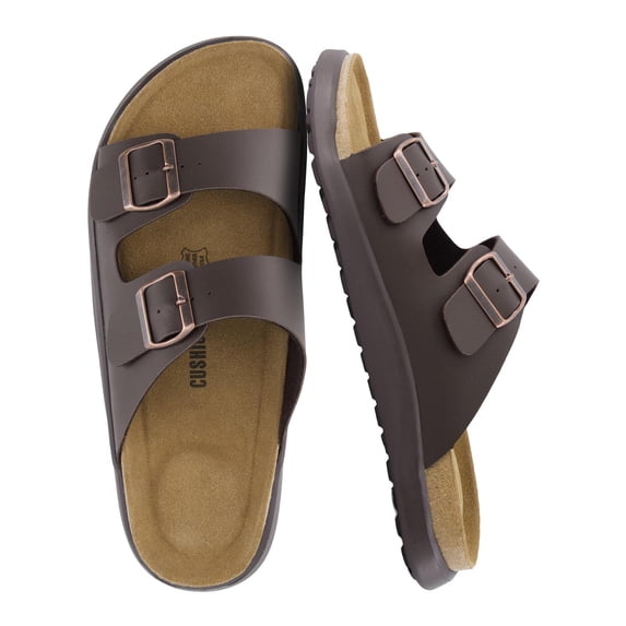 Cushionaire Mars Slide Sandals for Men, Comfortable Adjustable Double Buckle Mens Sandals with Arch Support Footbed and EVA Outsole