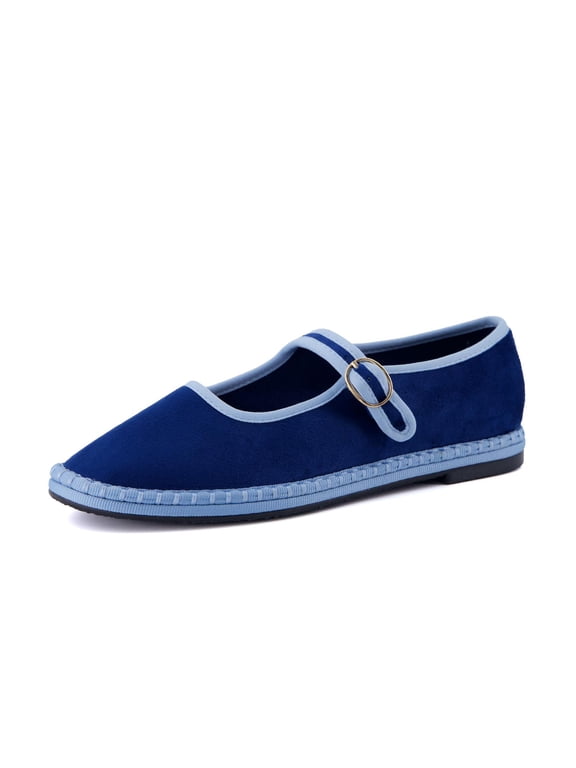 Missy Mary Jane Ballet Flats for Women, Breathable Lightweight Womens Flats with Adjustable Buckle and Cushioned Memory Foam