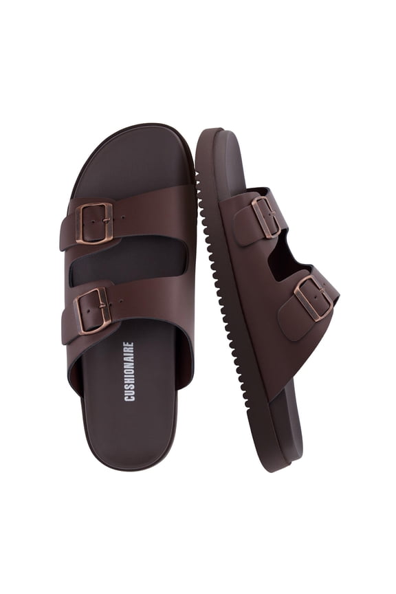 Nation Slip On Slides for Men with Adjustable Straps, Cushioned Footbed and Ridged Grip Outsole - Everyday Mens Sandals