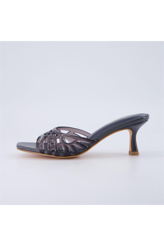 Naty Jelly Kitten Heels for Women, Chic Slip-On Mule Design with Modern Open Square Toe Womens Heels