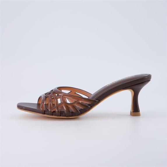 Cushionaire Naty Jelly Kitten Heels for Women, Chic Slip-On Mule Design with Modern Open Square Toe Womens Heels