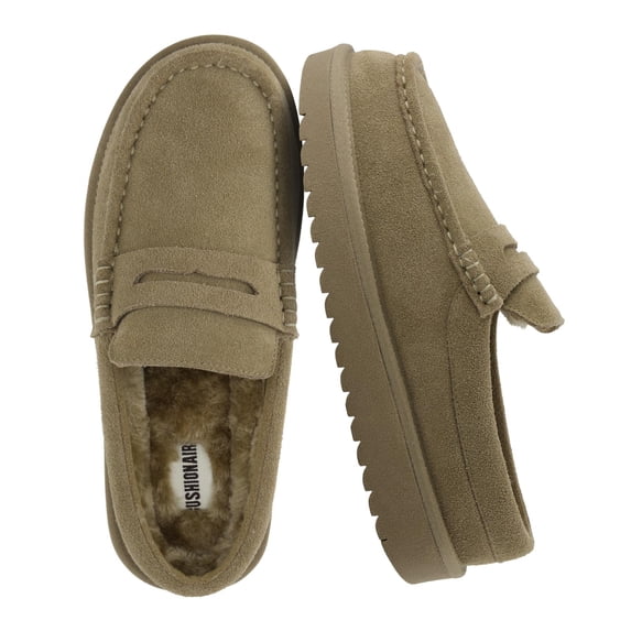 Cushionaire Ollie Cozy Genuine Suede Clogs for Women, Comfortable Slip-On Mule Loafers with Faux Fur Lining, Memory Foam Cushioning and Durable Rubber Sole
