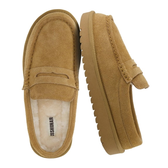 Cushionaire Ollie Cozy Genuine Suede Clogs for Women, Comfortable Slip-On Mule Loafers with Faux Fur Lining, Memory Foam Cushioning and Durable Rubber Sole