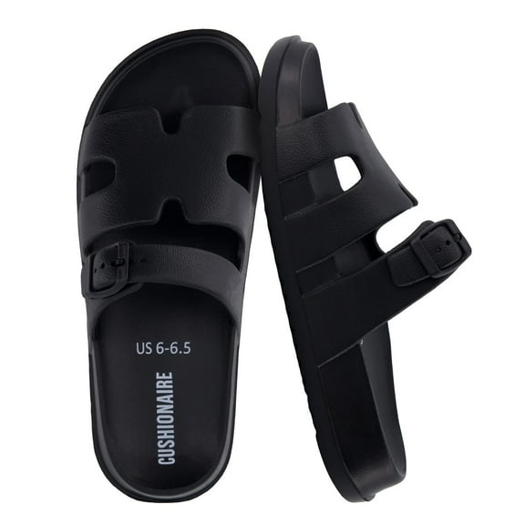Cushionaire Orbit Waterproof EVA Womens Sandals -Comfortable Summer Slip On Slides for Women with Adjustable Buckle Strap