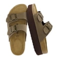 thumbnail image 1 of Cushionaire Plane Comfortable Platform Womens Sandals with Double Buckle Straps and Genuine Suede Cushioned Footbed, Wide Widths Available, 1 of 13