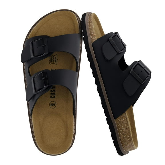 Cushionaire Plano Slip-On Sandals for Women 2025 with Arch Support, Adjustable Buckle Straps, and Stitched Outsole – Casual Flat Summer Womens Sandals