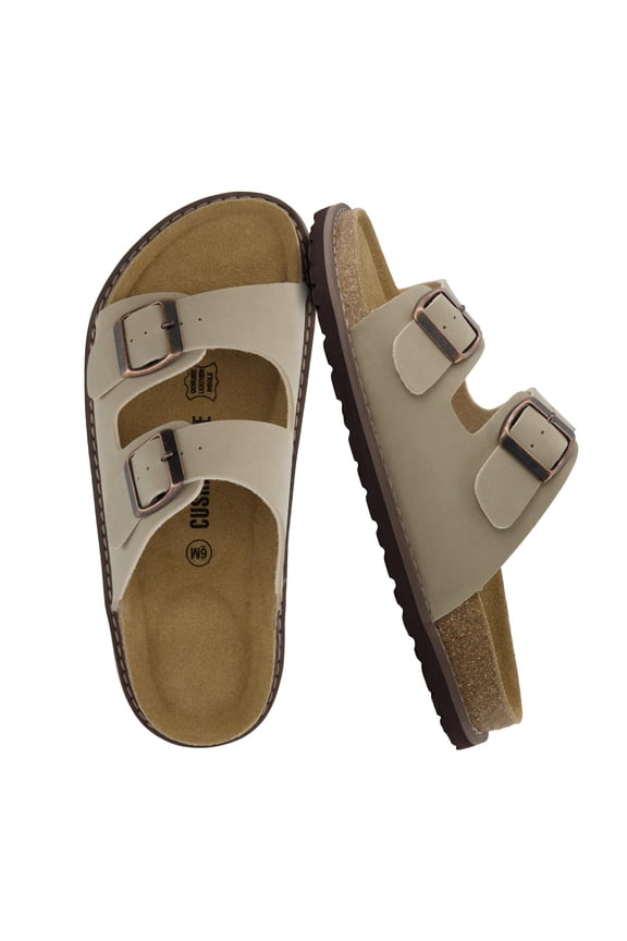 Plano Slip-On Sandals for Women 2025 with Arch Support, Adjustable Buckle Straps, and Stitched Outsole – Casual Flat Summer Womens Sandals