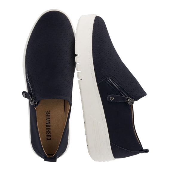 Cushionaire Platform Slip On Womens Sneakers, Casual Perforated Fashion Sneakers for Women with Supportive Comfort Design, Wide Widths Available