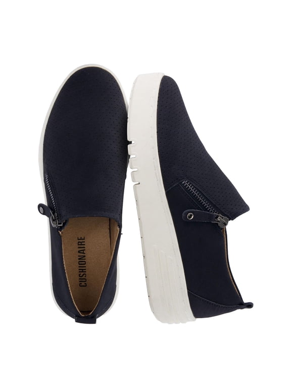 Platform Slip On Womens Sneakers, Casual Perforated Fashion Sneakers for Women with Supportive Comfort Design, Wide Widths Available