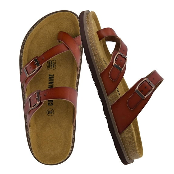 Cushionaire Pluto Cork Footbed Summer Sandals for Women 2025 Comfortable Slides with Adjustable Buckles, Toe Loop & Stitched Design – Stylish Slip On Women Footwear