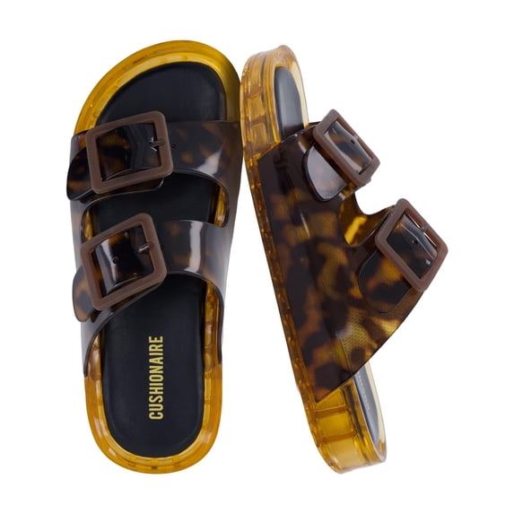 Cushionaire Pool-K Jelly Sandals for Girls, Water Friendly Slip-On Slides with Double Adjustable Buckles, Comfortable Everyday Wear Kids Sandals