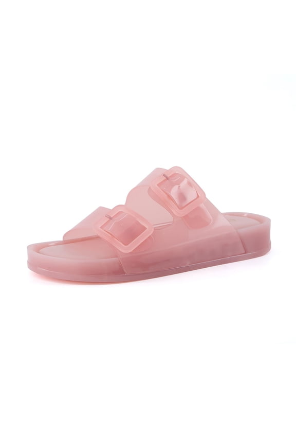 Pool Slides For Women Water Resistant Double Buckle Adjustable Slip-On Womens Sandals For Beach Shower Casual Wear