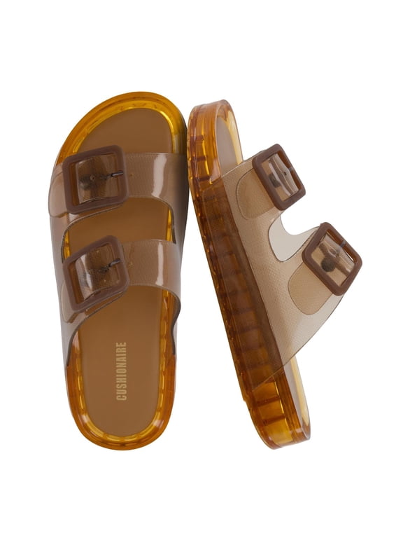 Pool Slides For Women Water Resistant Double Buckle Adjustable Slip-On Womens Sandals For Beach Shower Casual Wear