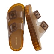 Cushionaire Pool Slides For Women Water Resistant Double Buckle Adjustable Slip-On Womens Sandals For Beach Shower Casual Wear