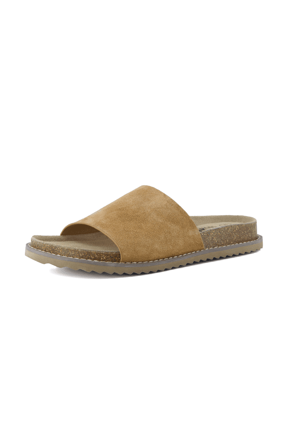 Ritual Suede Slide Sandals for Women - Slip On Womens Leather Sandals with Cushioned Cork Footbed and Arch Support