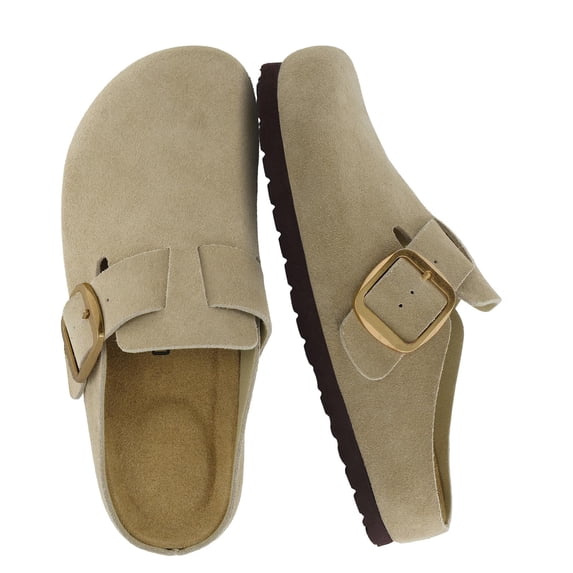 Cushionaire Rusty Genuine Leather Clogs for Women, Comfortable Slip On Womens Shoes with Adjustable Buckle and Soft Memory Foam