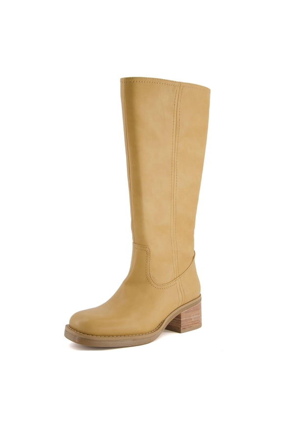 Sawyer Tall Chunky Heel Womens Boots - Pull On Casual Knee High Boots for Women