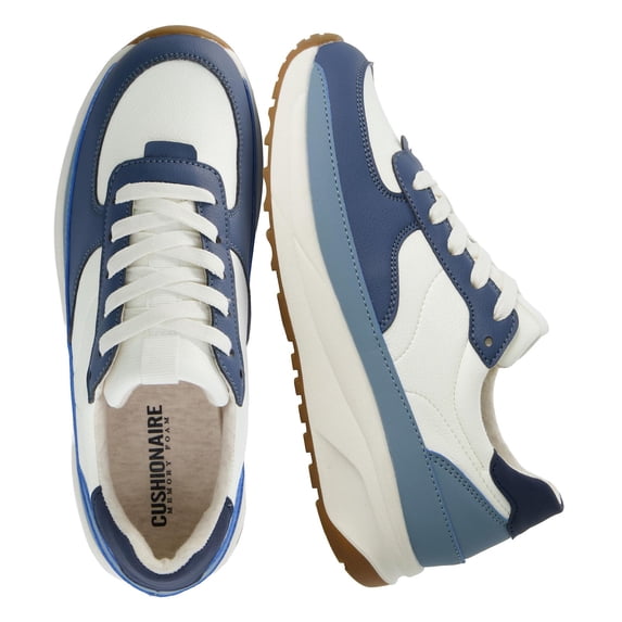 Cushionaire Score Platform Sneakers for Women, Lightweight Tennis Shoes with Adjustable Laces and Memory Foam, Wide Widths Available