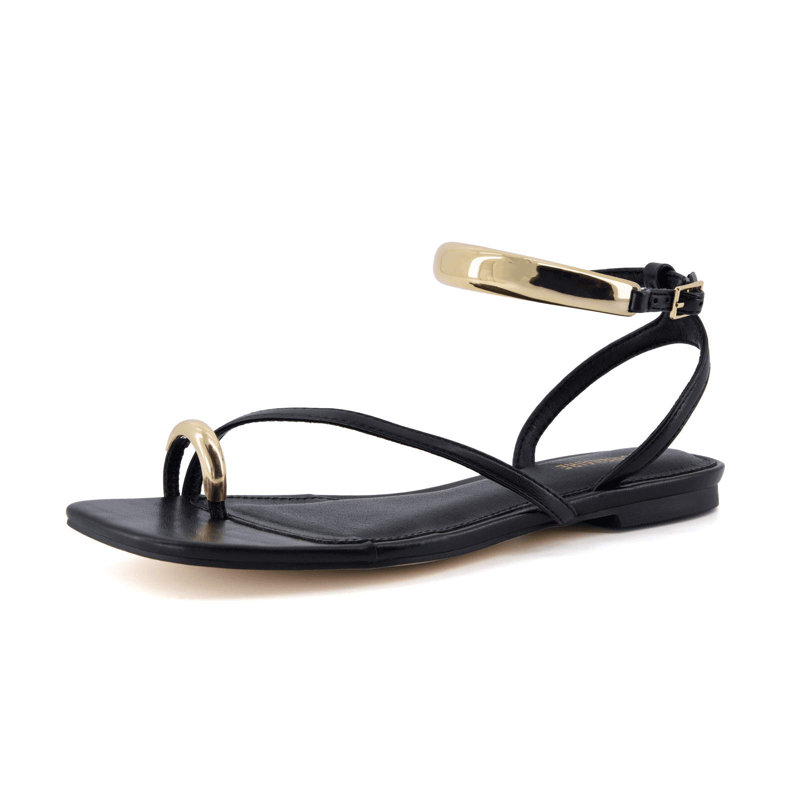 BUSCEMI | NWOT Black Leather Lug Sole Sandals Gold Buckle EU 48 US 15 Patent leather buckle sandals | Premiata.us main image 4